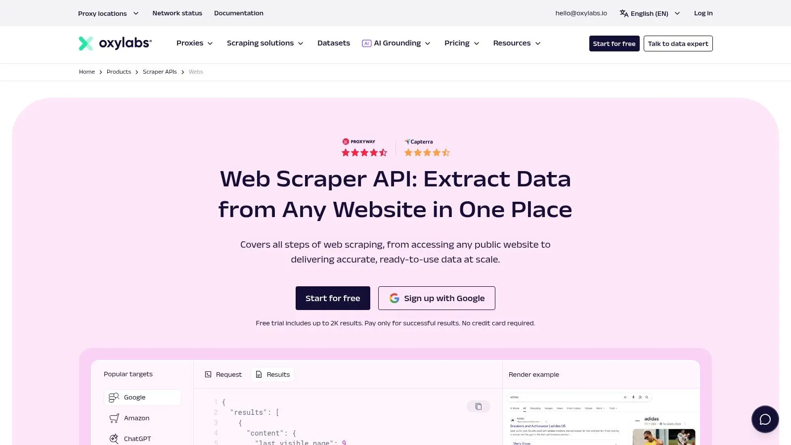 Oxylabs – Web Scraper API (with OxyCopilot)