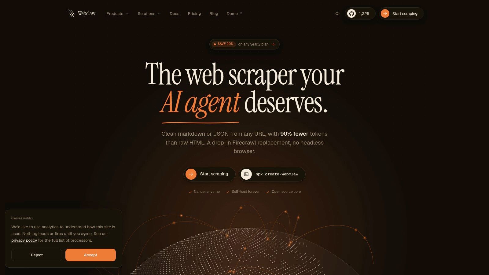 Screenshot from https://webclaw.io