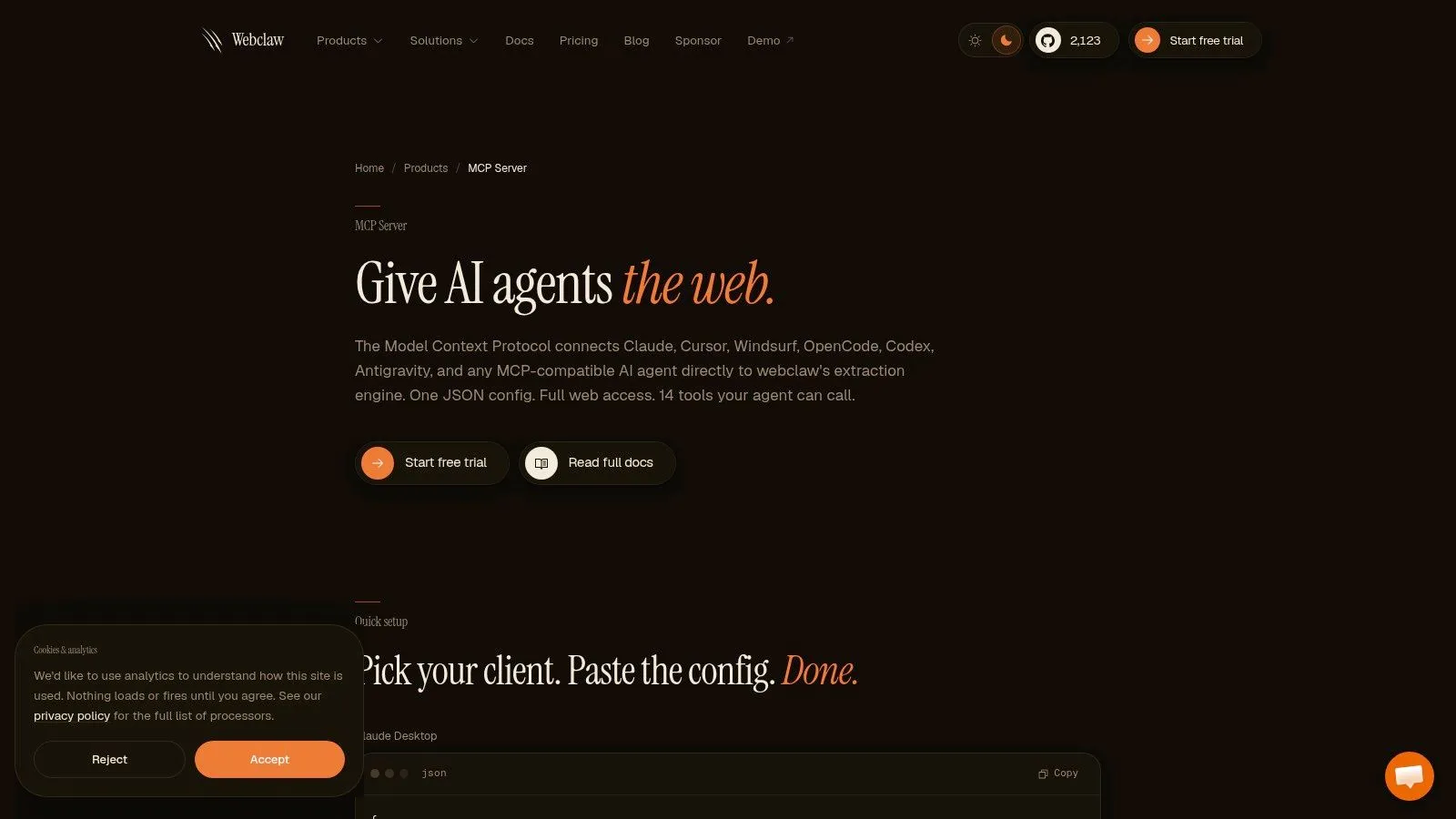 MCP Server, Give AI agents the web