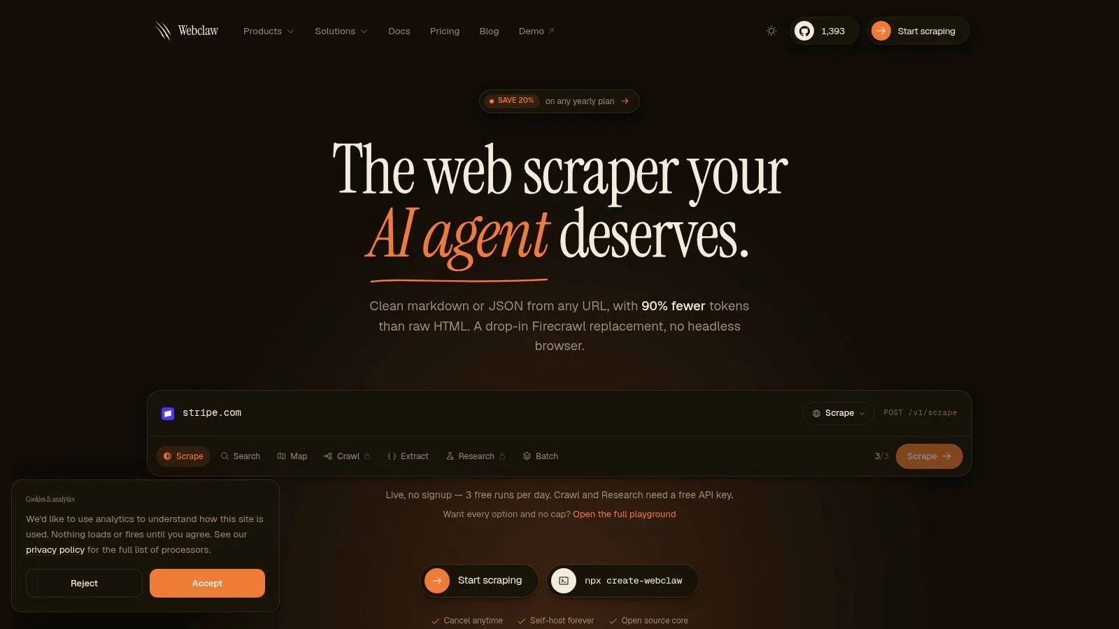 Screenshot from https://webclaw.io