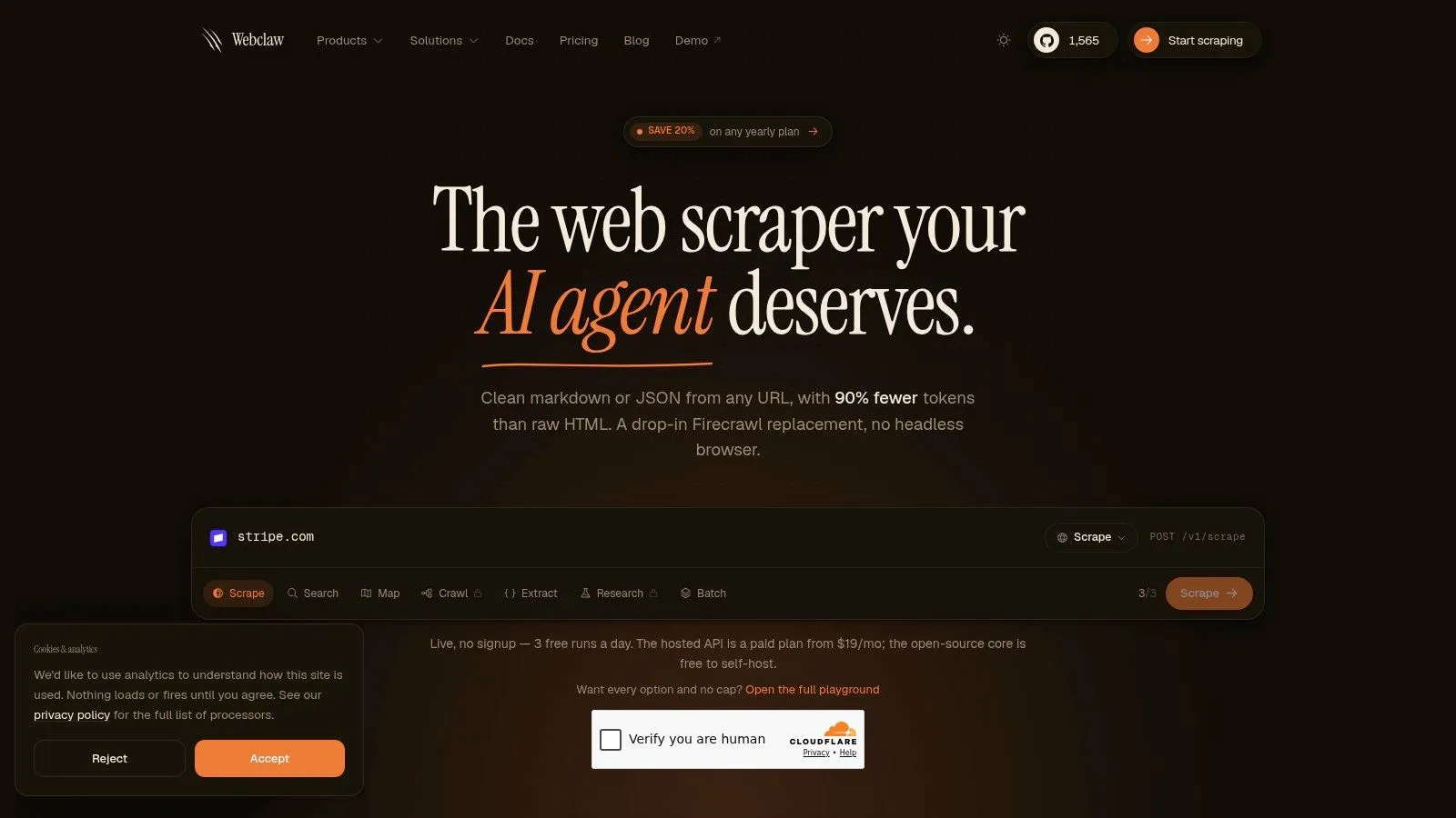 Screenshot from https://webclaw.io